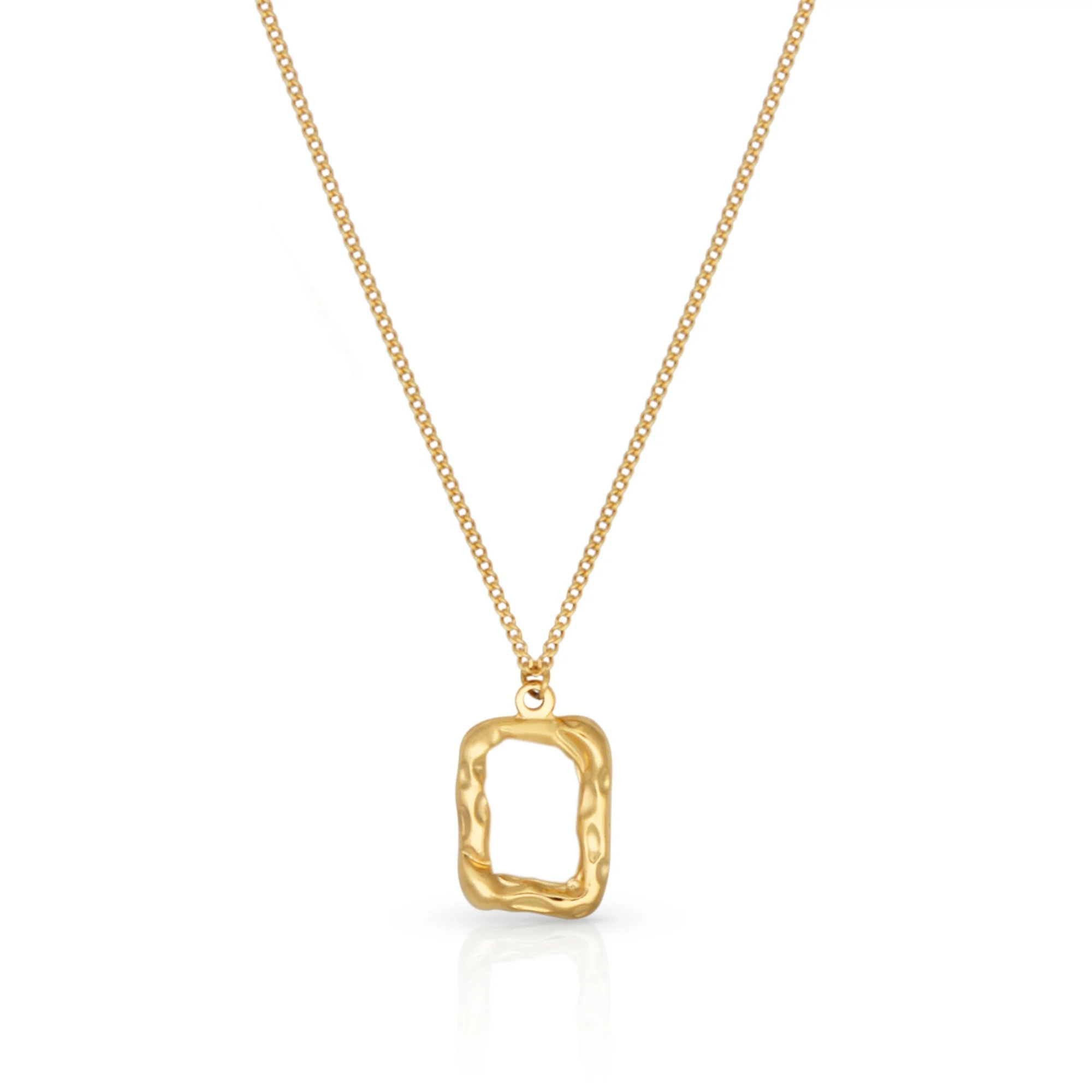 

Chris April fashion jewelry non-tarnish PVD gold plated 316L Stainless Steel square bumpy pendant Necklace