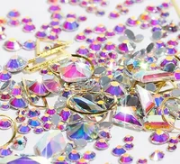 

Japanese Manicure AB K9 Glass Rhinestones Gold Metal Rivet Mixed Nail Jewelry Accessories