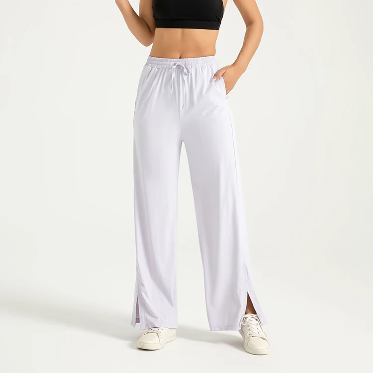 Wholesale High Waist Yoga Breathable Lightweight Women Yoga  Tummy Control Fitness Yoga Wide Leg Pants