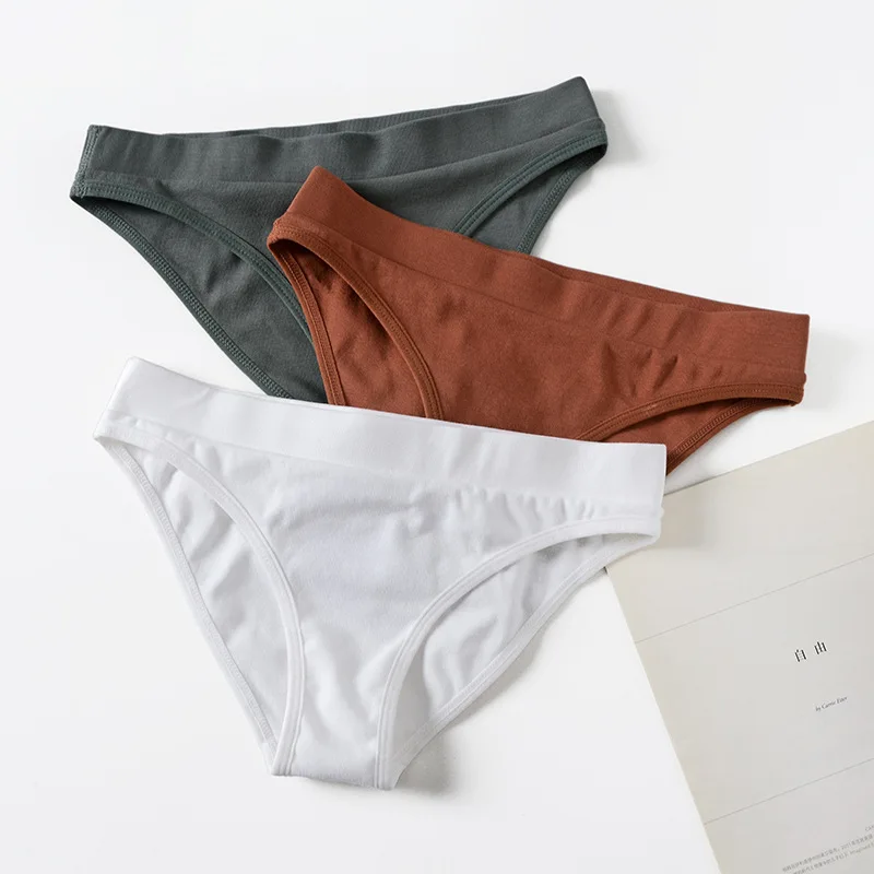 

JULY'S SONG Europe America Style Women Panties Ladies Cotton Mid Waist Underwear Girls Elastic Breathable Sports Briefs, White, black, moss green, chocolate, brick red