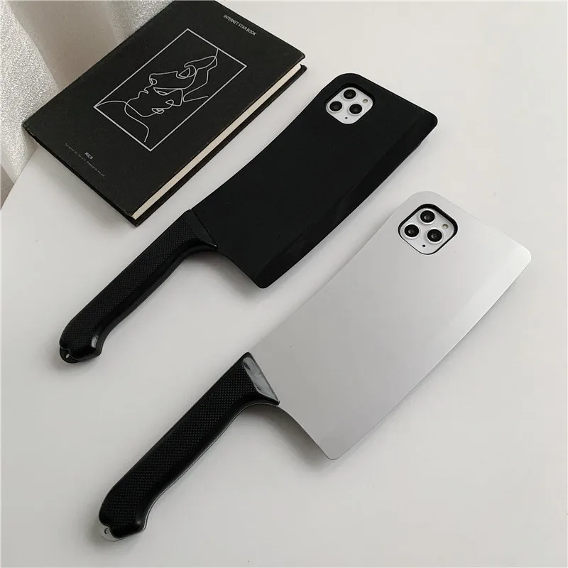 

Silver Kitchen Knife with Black Holder,Realistic props knife carry phone case for iphone X XR 11 12 PRO, As the following photos