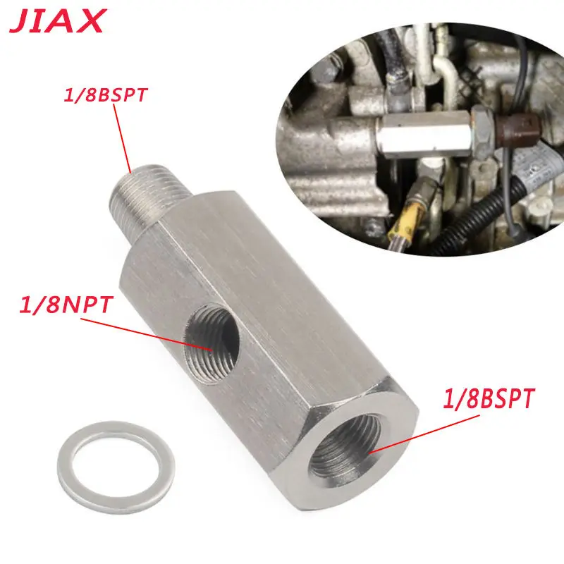 

Oil Pressure Sensor Tee 1/8 BSPT Female to 1/8 BSPT Male 1/8 NPT Gauge Port Adapter Supply Feed Line T Stainless Steel