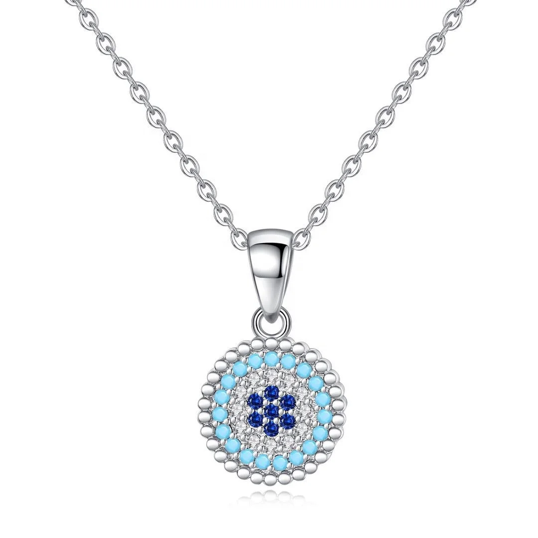 

High Quality 925 Sterling Silver Necklace With CZ Blue Eye Pendants Fit Women Fashion Jewelry Gift, Picture