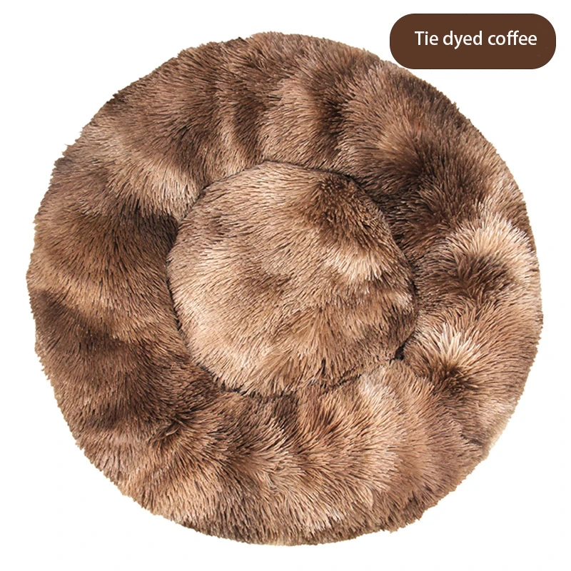 

FreeExport Warm Round Plush Donut Dog Non-slip Bottom Cute Pet Cushion Calming Plush Removable Cover Cat Mat Soft Pet Bed, Picture show