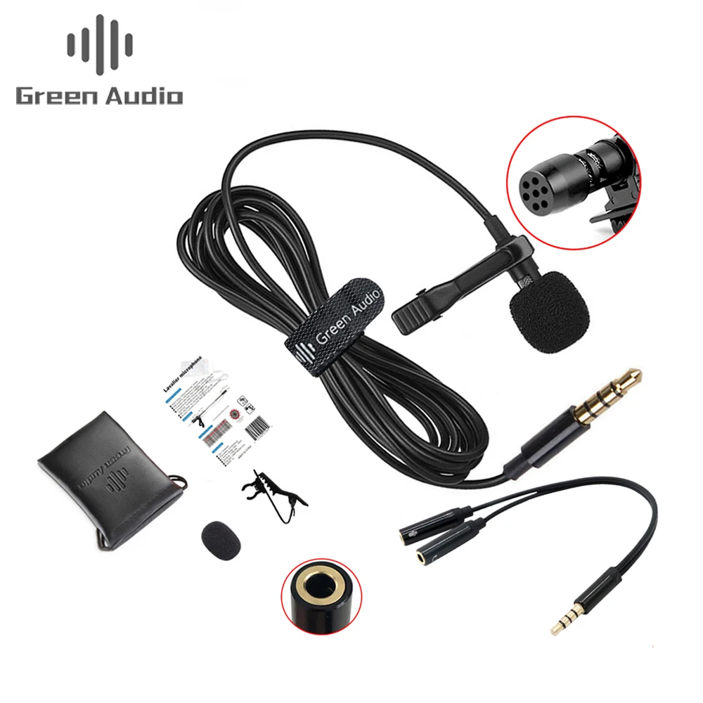 

GAM-141D Audio Video Record Lavalier Lapel Microphone for Vlog Mic, Black