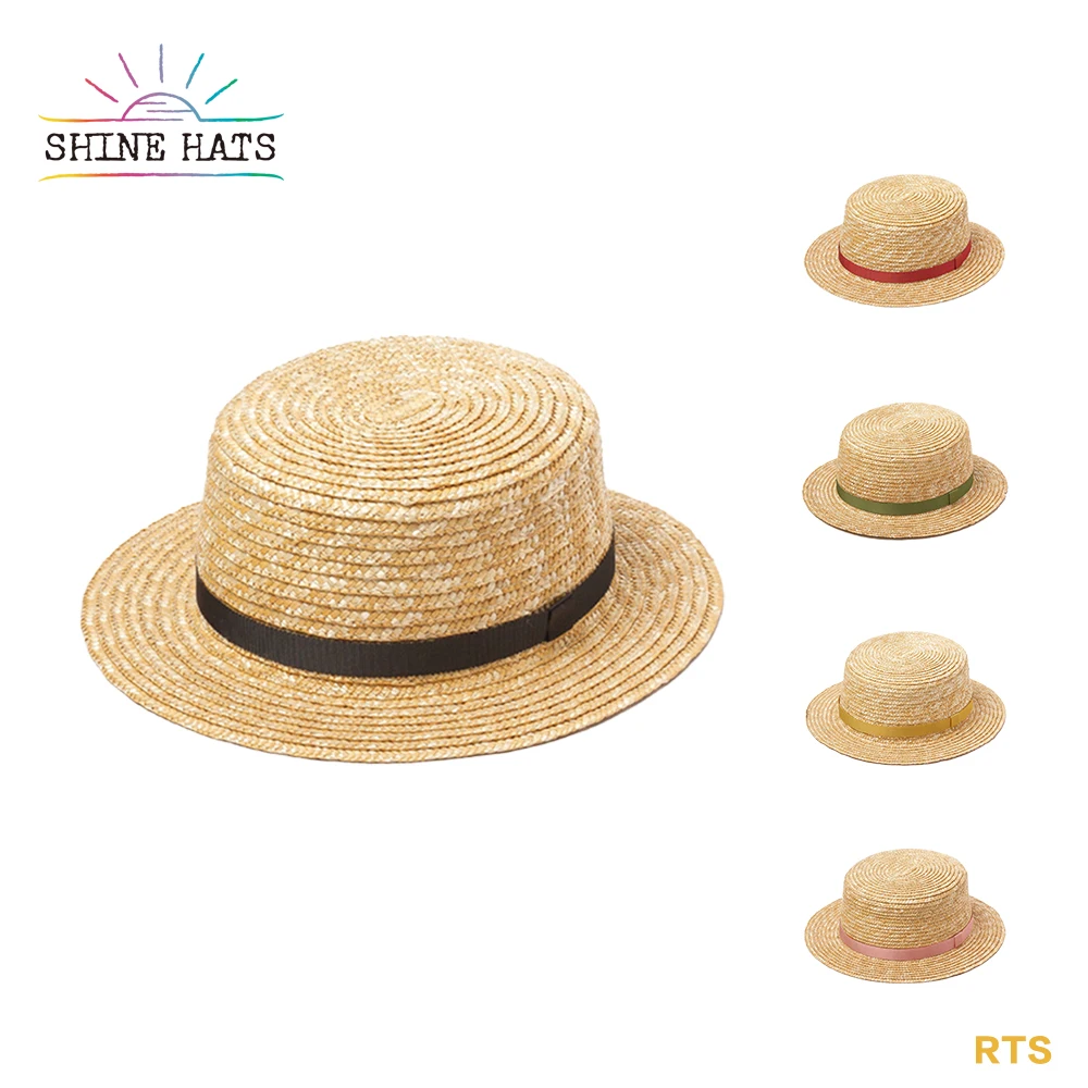 

Shinehats OEM wheat flat top beach sun summer kids straw hat children little boy girl unisex sunhat sombreros paja chapeau