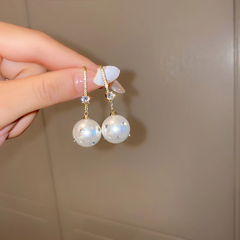 

2021 trendy hook crystal fashion pearl earring women