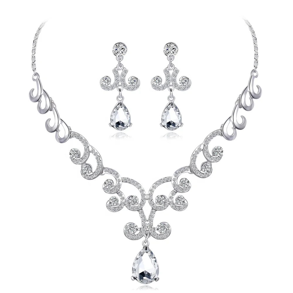 

New Stylish and Elegant Hot Selling Luxury Bridal Necklace and Earring Set