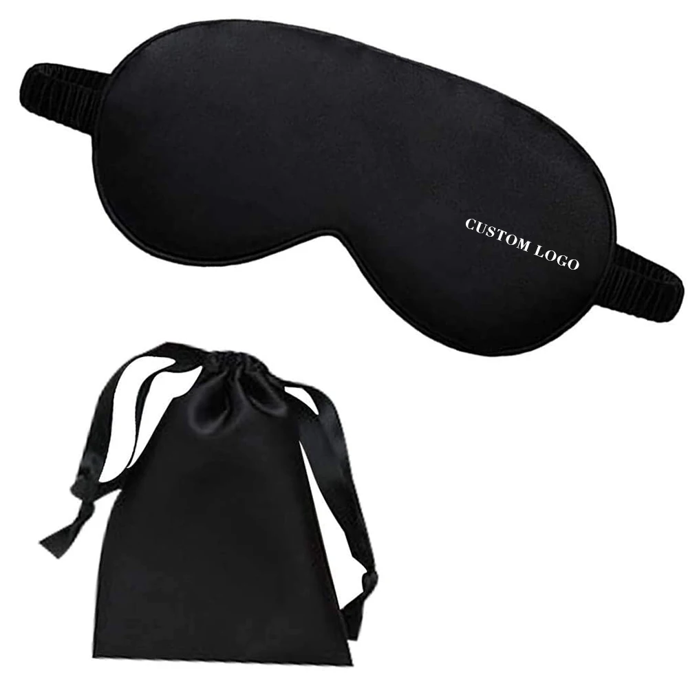 

Satin Silk Sleep Eye Mask Blindfold Soft Eye Cover Eyeshade with Elastic Adjustable Strap and Pouch, Customized