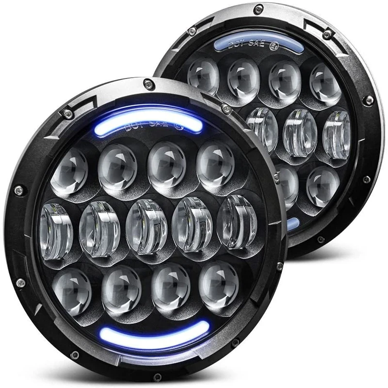 

1Pair LED Headlights for Jeep 7" Round Daytime Running Light High Low Beam Compatible with Wrangler JK TJ LJ with H4 H13 Adapter