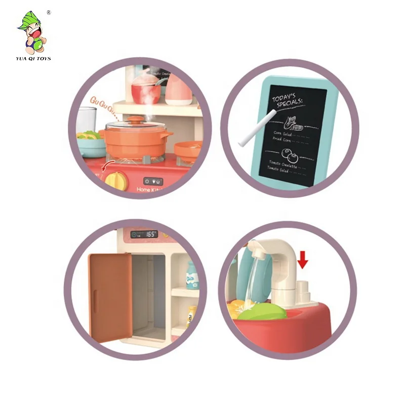 
Luxury plastic kitchen play set spraying mist cook pretend toys 