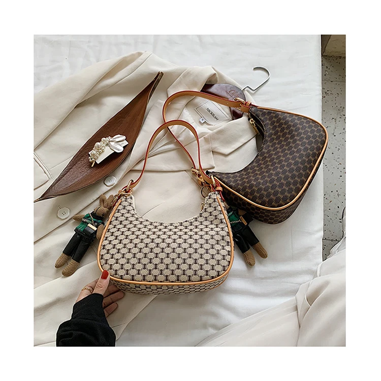 

Luxury Style Retro Armpit Bag Women Plaid Bags 2020 New Printed Purses Creative Bunny Pendant Armpit Bolsa de Hombro