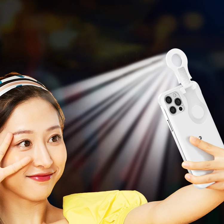 

Newest falshing selfie fill flip led ring light phone case with light for Huawei P40 for beauty photos, Green, white