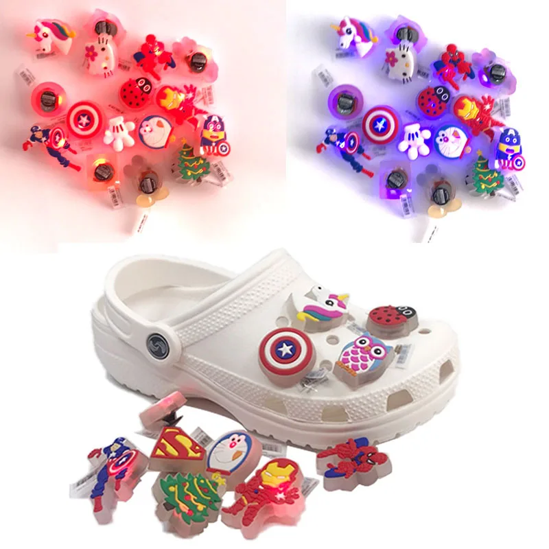 

cartoon LED soft pvc rubber shoe lace charms jibitz for croc clog shoes decoration custom charms for wholesale Via DHL/Fedex