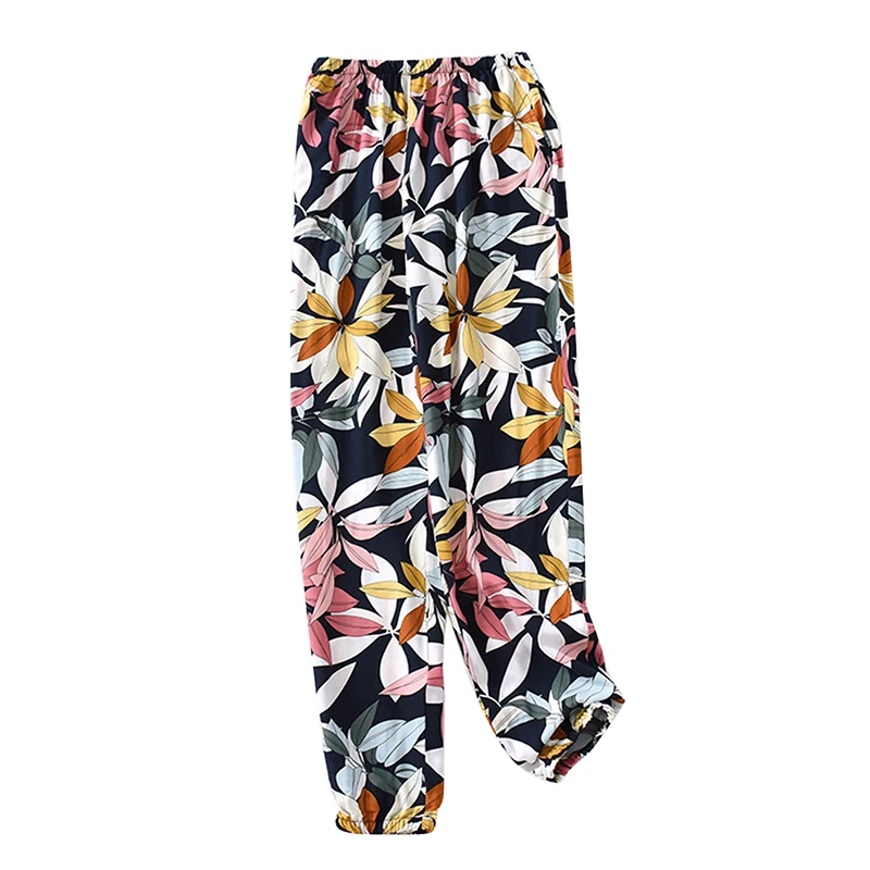 

Women Thin Home Pants Print Pants Sleep Bottoms Elastic Pajama Women Trousers