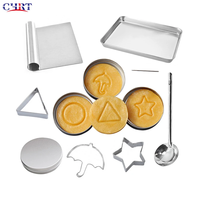 

CHRT Dropshipping Korean Tv Series Squid Game Stainless Steel Sugar Candy Cookie Set Squid Game Dalgona Kit