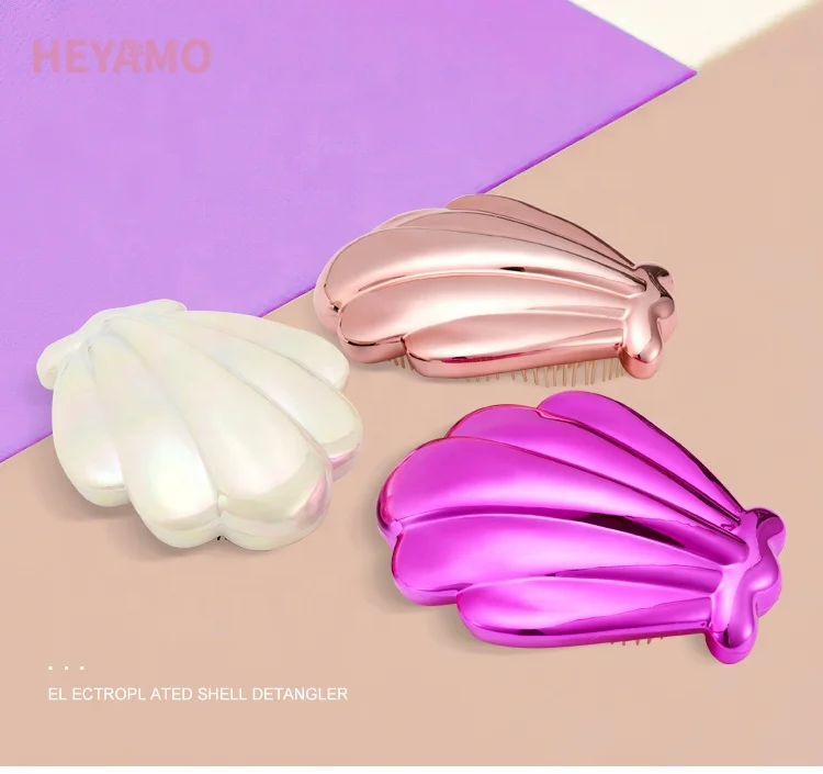 

HEYAMO Galvanica Cepillos De Pelo Shell Gold Detangling Hair Brush Peine Alisadora Plastic Hair Comb Detangler Peine Ninas