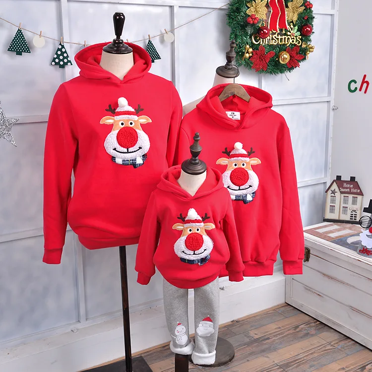 

New Arrivals 2021 Wholesale Winter 3 Color Christmas Blanket Hoodie Trending Brushed Blanket Hoodies Christmas Sweater Family, As picture