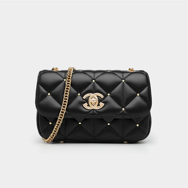 

High quality Wholesale Luxury Designer Ladies Mini Messenger Bags Quilted Crossbody Purses Gold Chain Bag For Women 2021, White / black gold / black