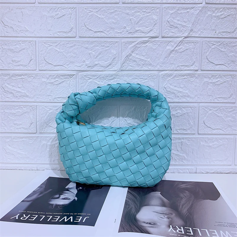 

Woven pattern pu bag new fashion solid color 2021 Hot Sell Dumplings Bag For Women Soft Leather Woven Cloud bag Madame Clutch