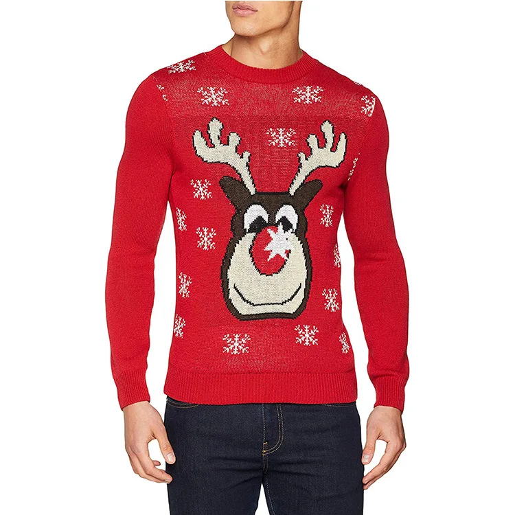 

2021 Christmas sweater men lapel patterns sweater for men custom casual merry festival plus size Christmas sweater light