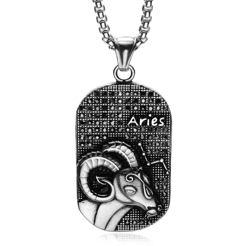 

Fashion Personalized Silver Gold Plated Diamond Stainless Steel Jewelry Clavicle Chain Constella Zodiac Sign Pendant Necklace