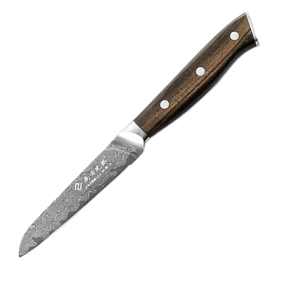 

3.5 Inch Damascus paring Knife for Professional Super VG-10 Damascus Steel and with Comfortable Ergonomic Wood Grain Handle