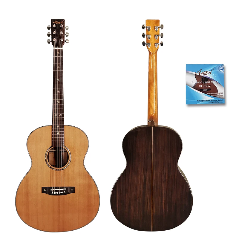 

Aiersi factory high grade custom accept solid top acoustic guitar with gloss painting, Natural