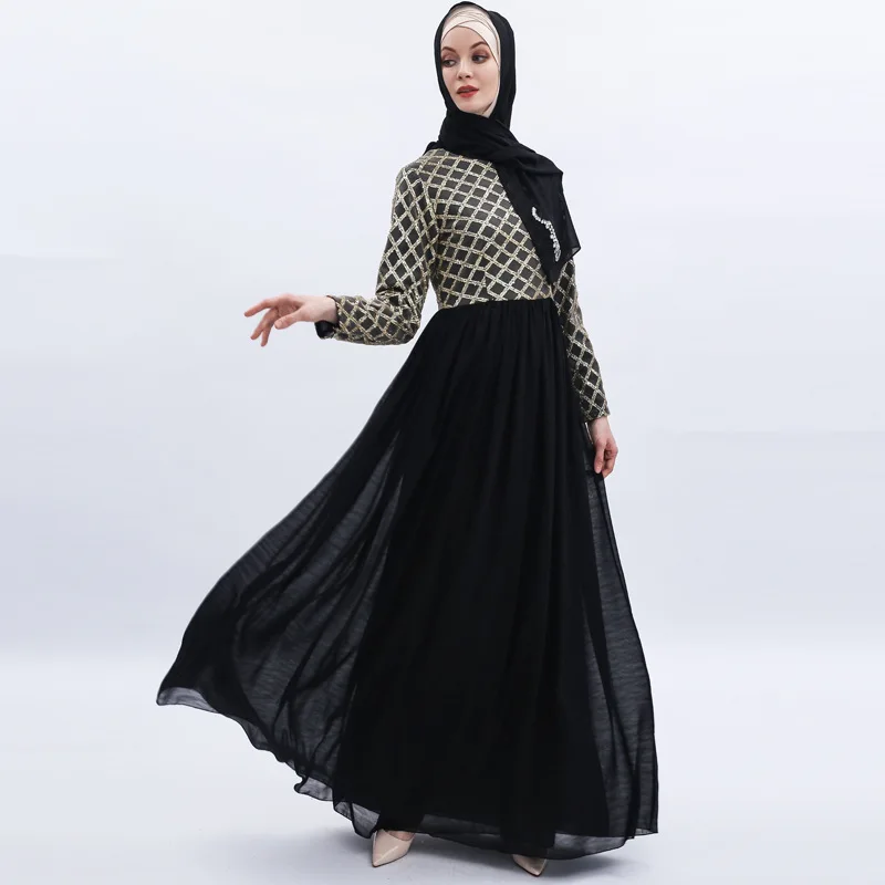 

LYX101 Turkish ethnic sequined mesh chiffon Islamic Clothing Fashion Kimono Arabic Style Dubai Muslim Abaya, Picture