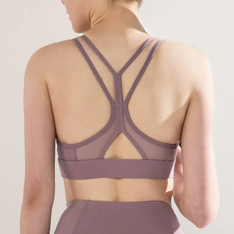 

2021 Factory Hot Sports Bra Breathable Sexy Mesh Splice Fine Belt Beauty Back Fitness Underwear Gathered Yoga Ves, Customized colors