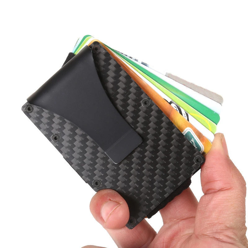 

RFID blocking light weight real carbon fiber card holder with money clip for men, Black carbon fiber