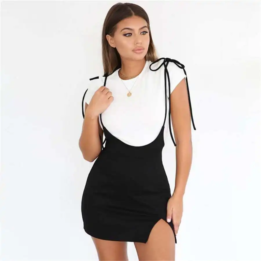 

Slim-Fit Shoulder Strap Other Dresses Split Ends Dress Women Pack Hip Dress