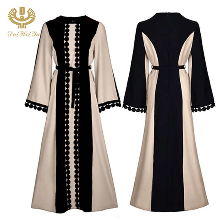 

2020 hotsale luxury lace muslim cardigan women clothing long dubai abaya in india, Khaki