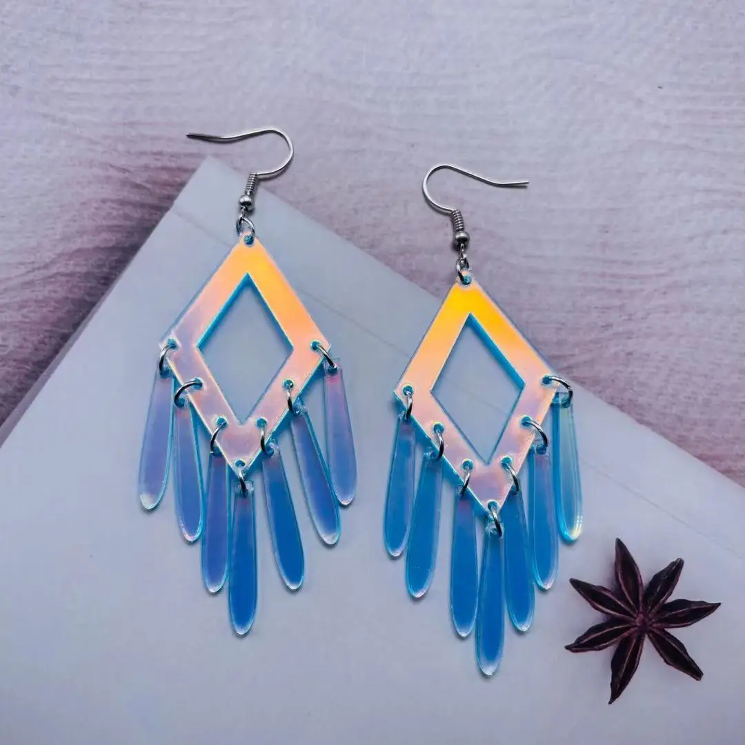 

2021 South Korea's rickety blue reflective dazzle colour acrylic earring star women's jewelry