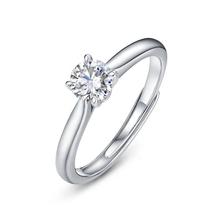 

Classic white gold plated wedding engagement rings new arrival silver moissanite ring