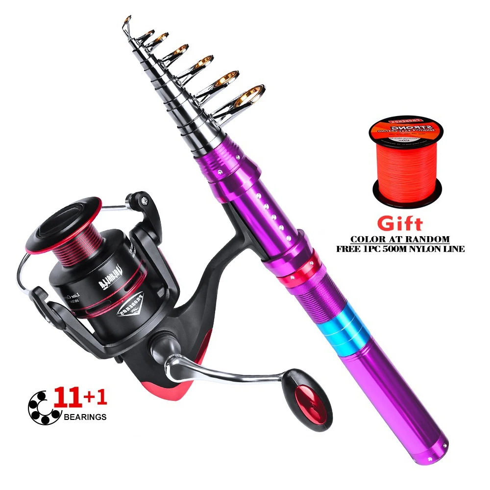 

Factory price Portable Spinning telescopic fishing rod and reel tackle combo set