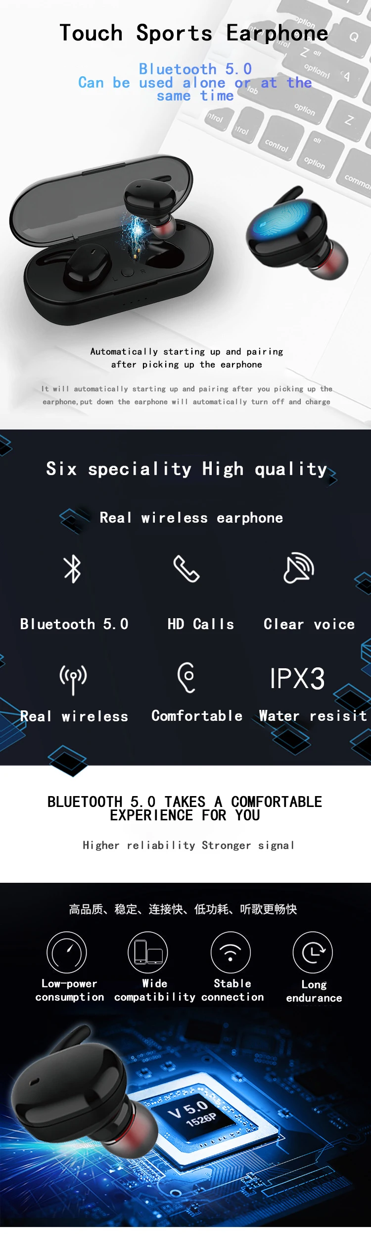 Alibaba Best Sellers 2020 Noise Cancelling TWS Headset In Ear Wireless Bluetooth 5.0 Earphones Stereo Sport Bass Earbuds - ANKUX.COM
