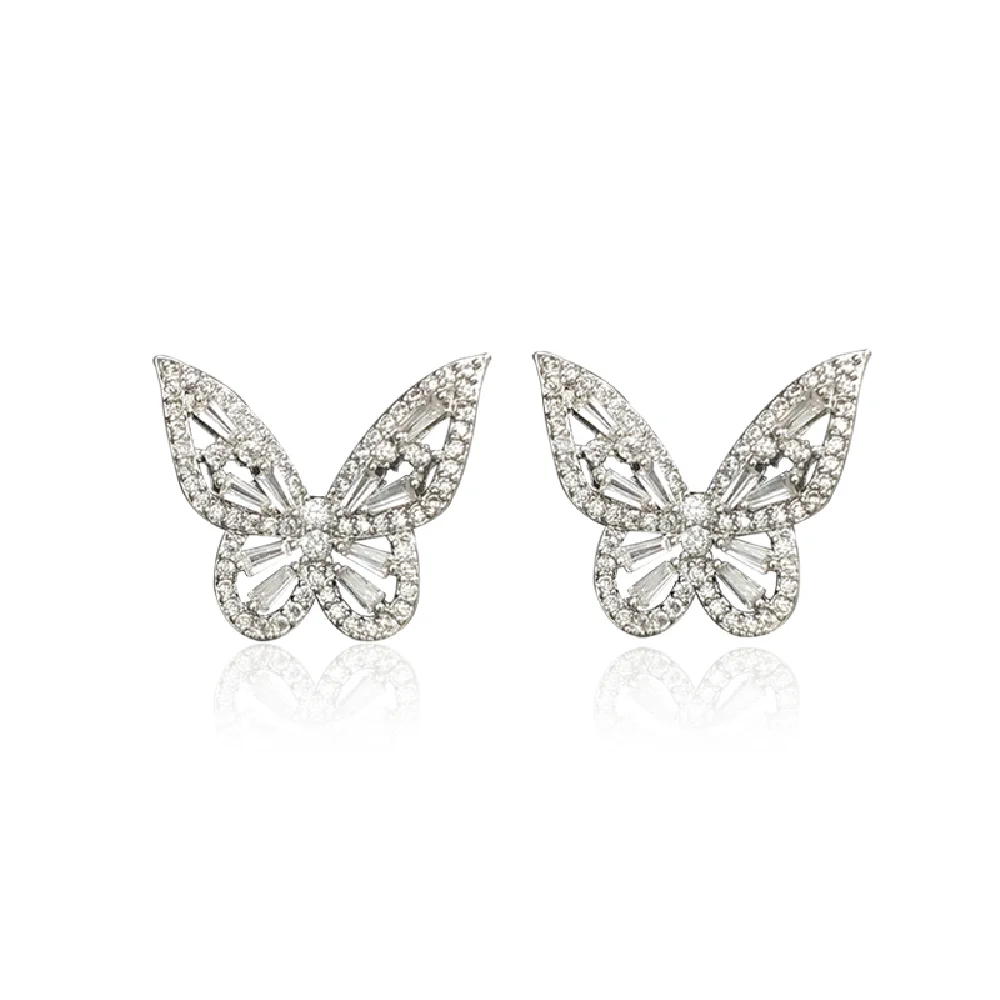 

2021 fashion new 925 pure silver earrings women's Diamond Earrings Jewelry Butterfly Earrings