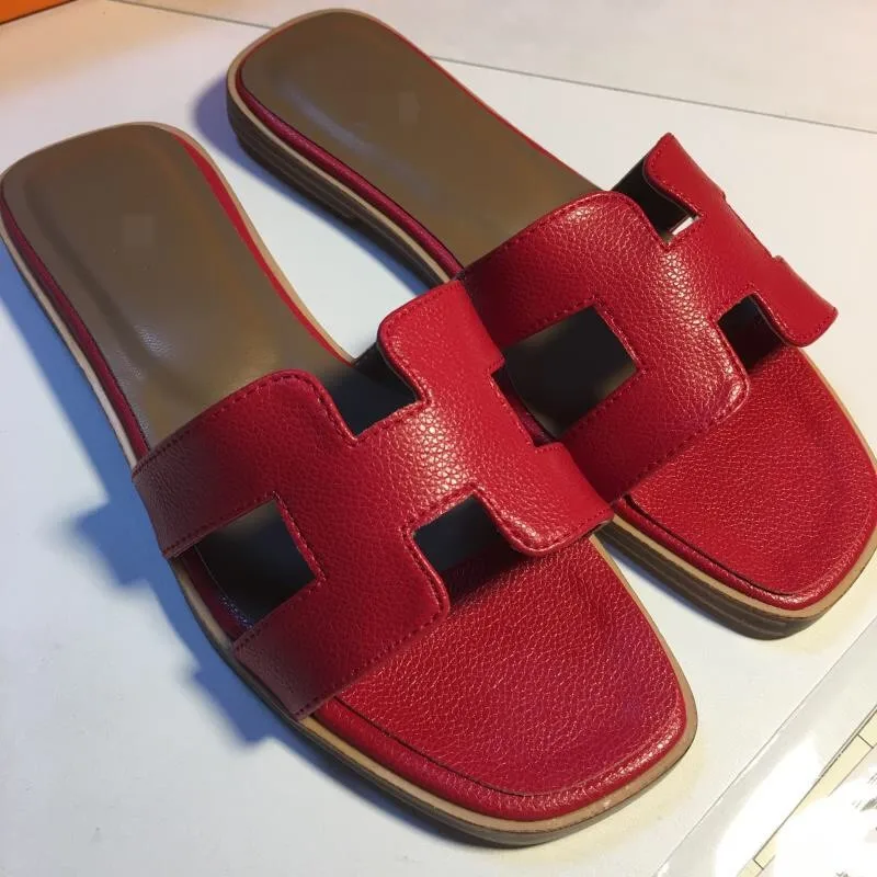 

Summer Fashion H Shape Leather Slippers Sandals For Women