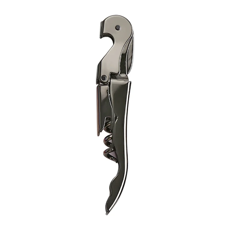 

Black Double Hinged Bottle Opener and Foil Cutter Waiters Corkscrew Wine Key, Any