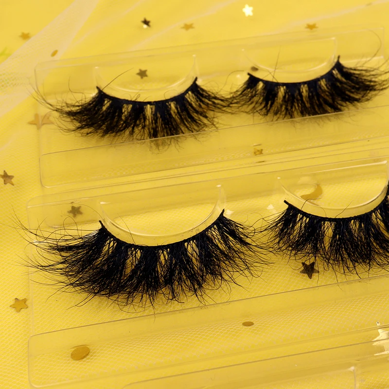 

Bulk Fluffy Luxury Vegan Eyelashes Packing Box 25MM 27MM 3D 5D 6D Private Label Real Mink Individual Lashes, Natural black