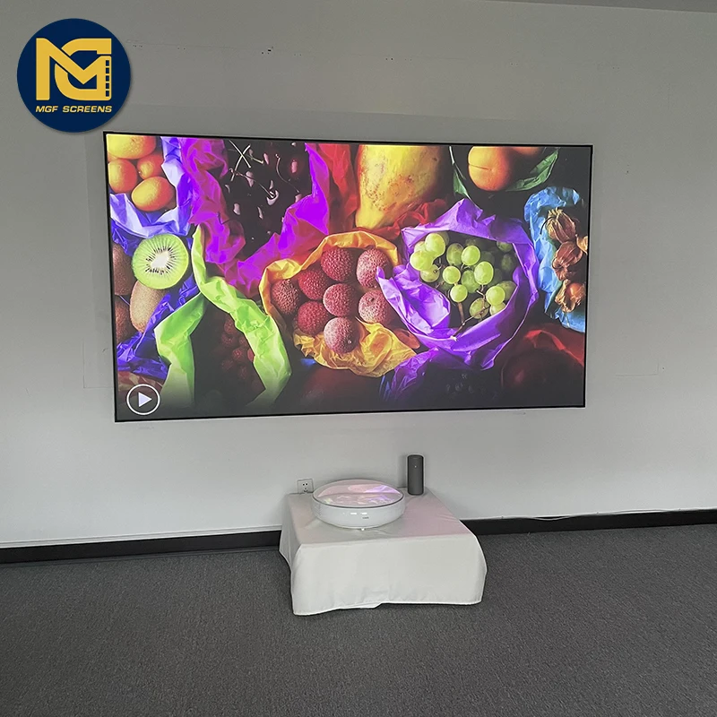 

MGF Screens 120inch Good selling projector 1cm 16 9 alr ambient lighting rejecting pet crystal fixed frame projection screen