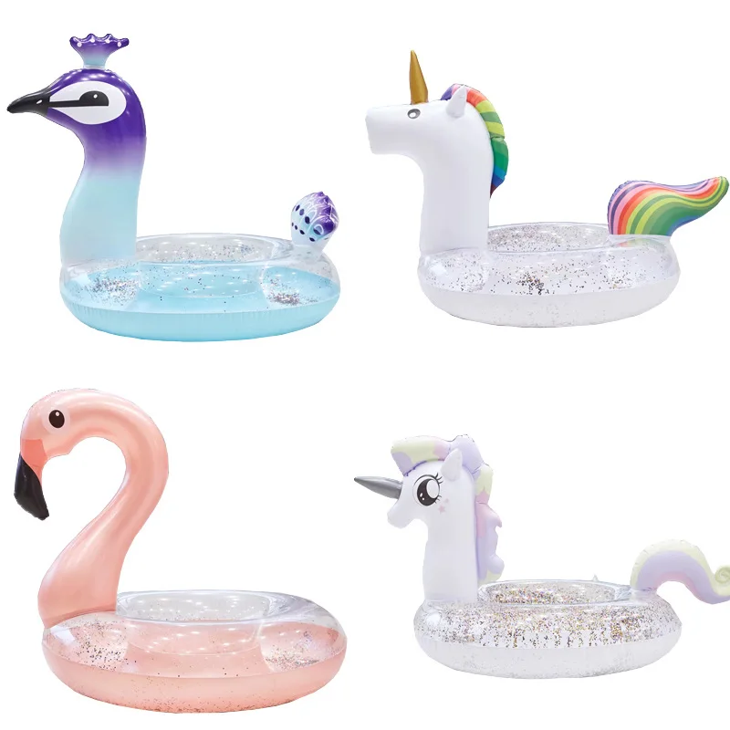 

trendy sequin transparent swim ring inflatable pool float toys, Silver/gold/pink