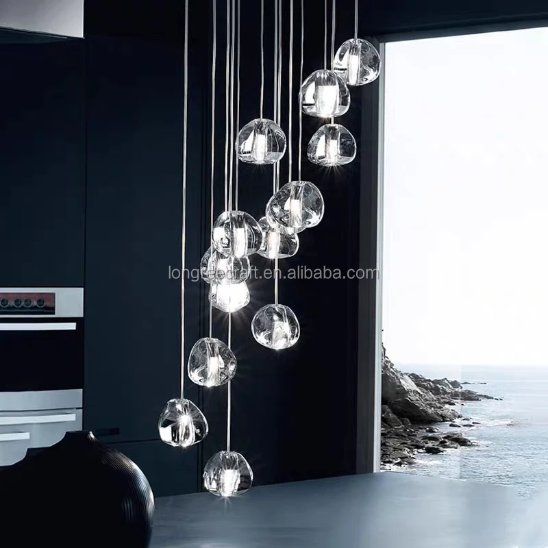 Modern Clear Bubble Crystal Ball Pendant Lamp G4 LED Cafe Bar Ceiling Light 