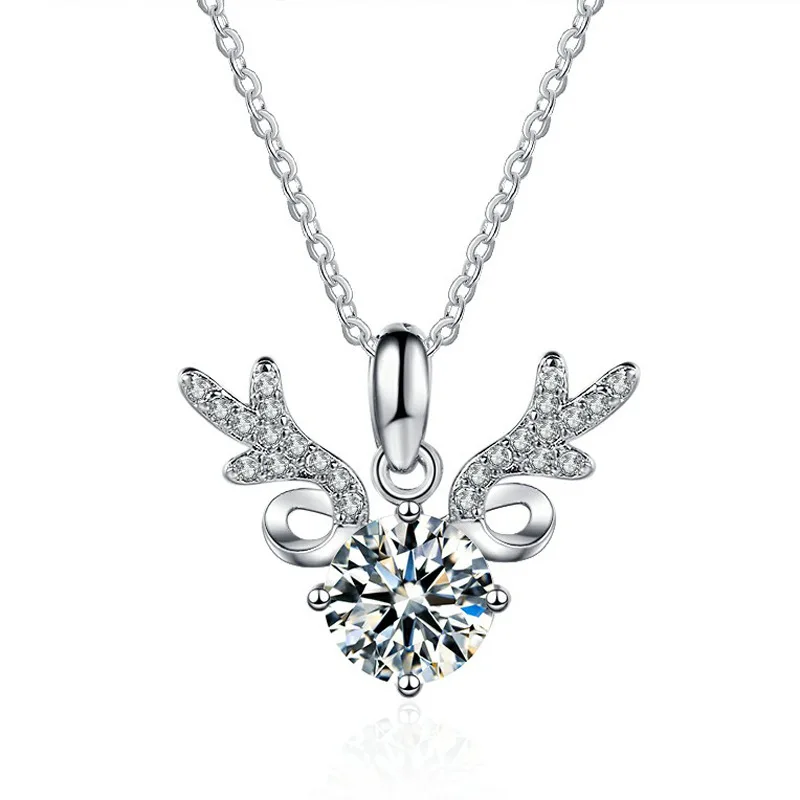 

Hot 925 Sterling Silver Pendant Necklace Bohemian Woman VVS 1 Carat Moissanite Initial Necklace