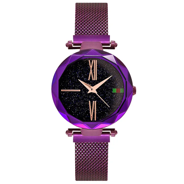 

Quartz Watch Magnetic Waterproof Luminous Digital Star Dial Fashion Women's Watch Diamond Metal Woven Mesh Chain Quartz Wat