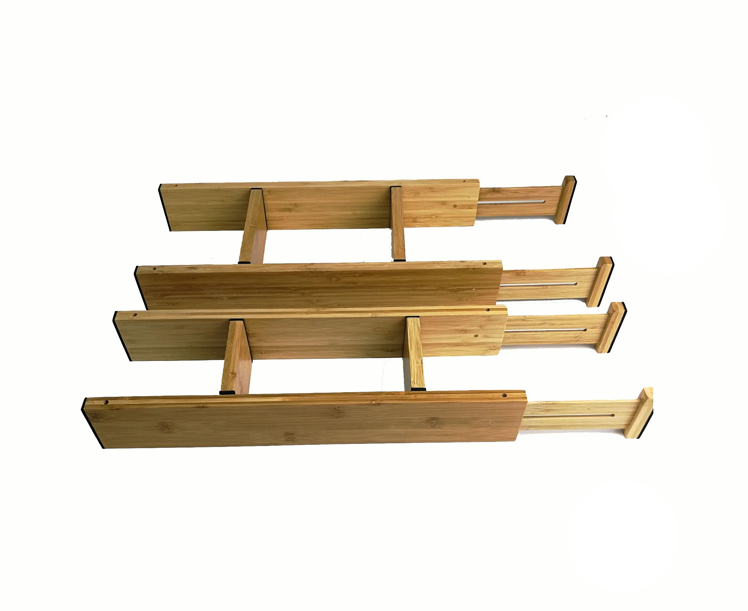 

Expandable room set of 4 separator wooden adjustable bamboo drawer dividers organizers, Natural