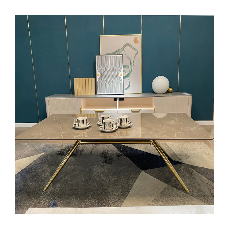 

Luxury Marble Gold Metal Leg Design Modern Coffee Table For Living Room