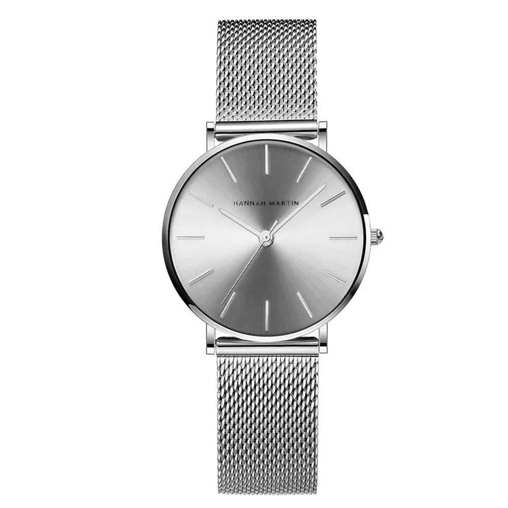 

Simplicity Fashion Stainless Steel Mesh Belt Silver Lady Quartz Watch Japanese Movement Business Waterproof Women Wrist Watches, 2 colors