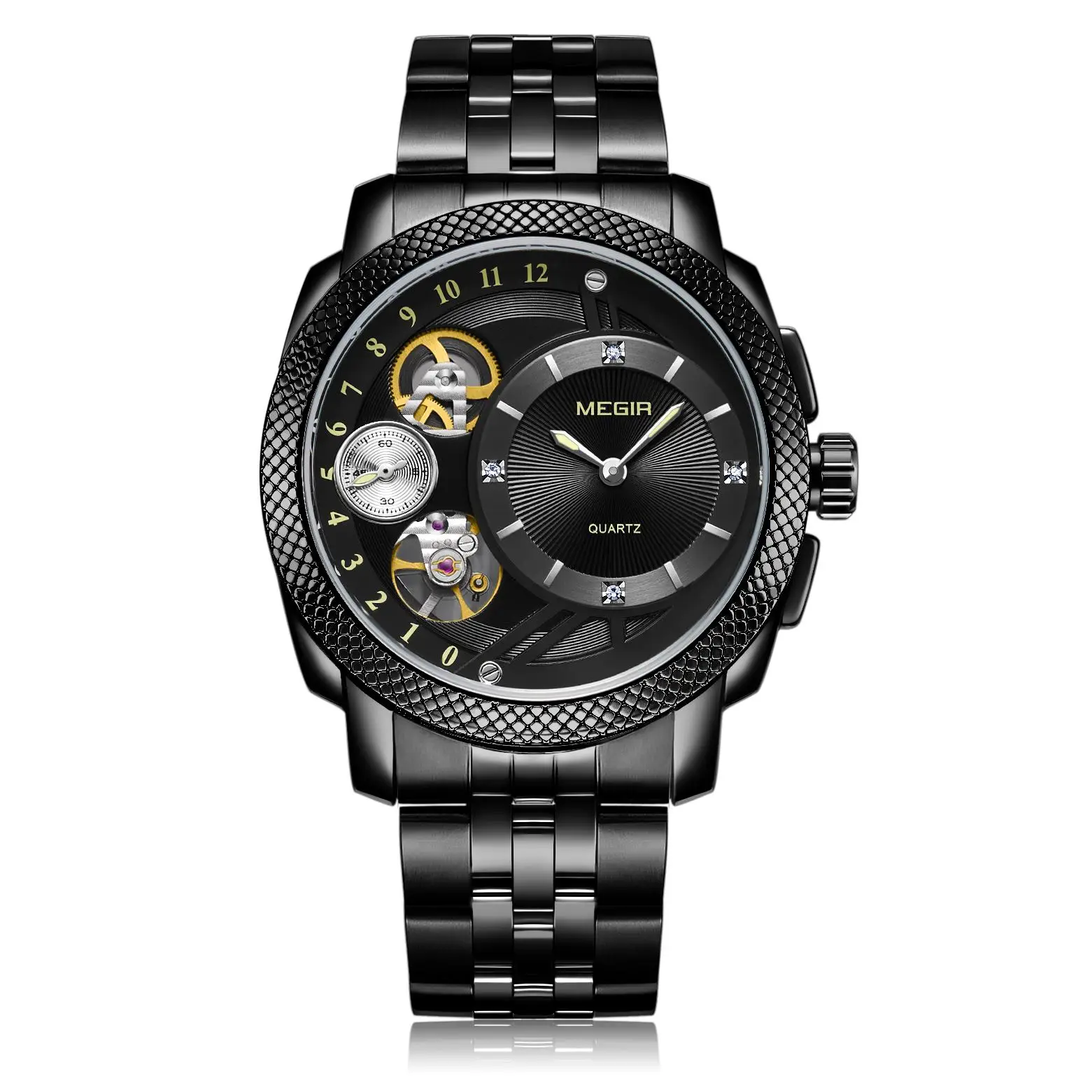 

Megir 2091 decorate automatic stainless steel custom manufacture watch Mens Watches waterproof Male wristwatch Relogio Masculino